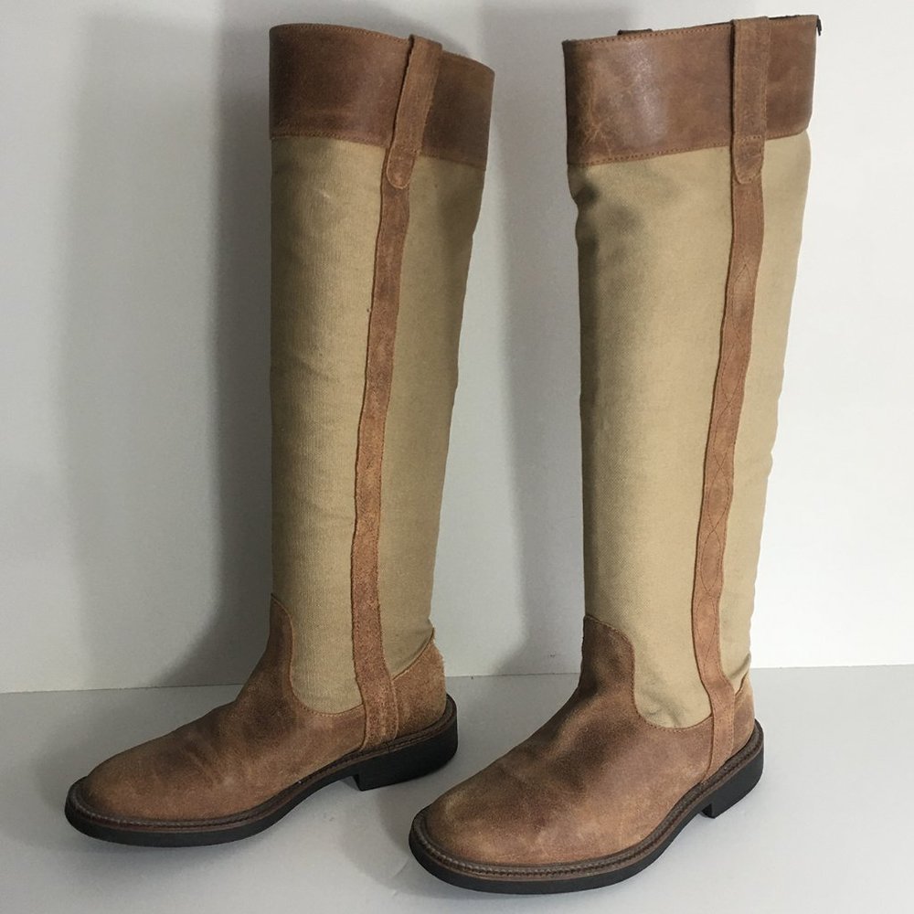 Camper Knee High Riding Leather Canvas women boots.